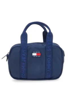 Borsa a mano blu con tracolla logata Tommy Daily Crossover