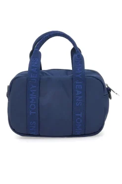 Borsa a mano blu con tracolla logata Tommy Daily Crossover