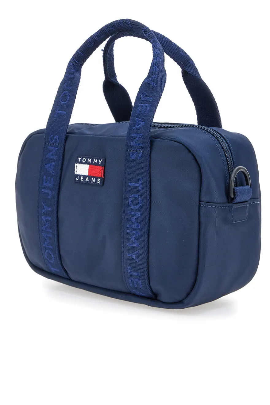 Borsa a mano blu con tracolla logata Tommy Daily Crossover