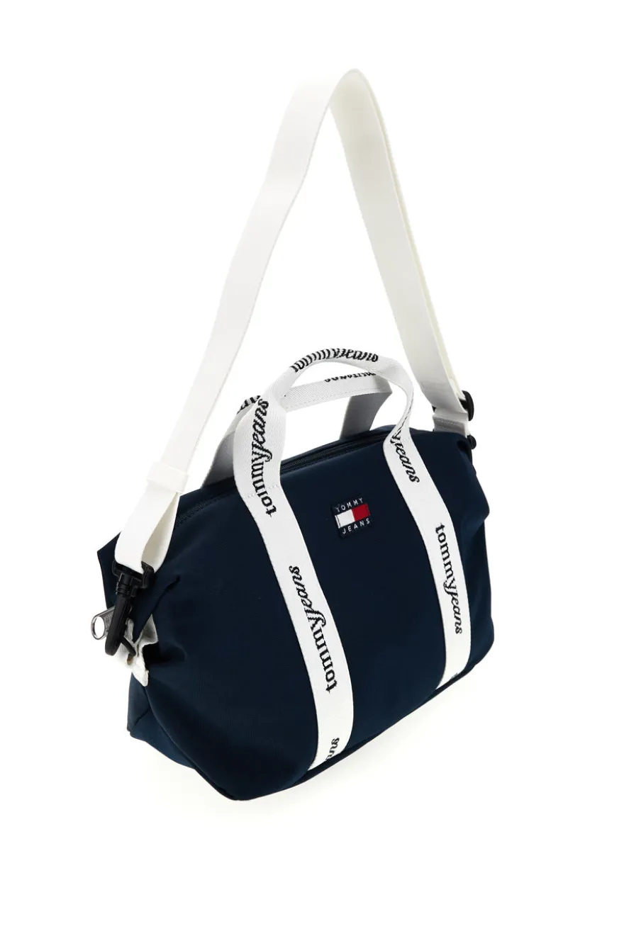 Borsa a Mano Blu in Tessuto con Bande Logo Tommy Jeans 18460