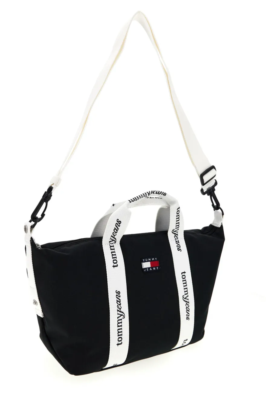 Borsa a Mano Blu in Tessuto con Bande Logo Tommy Jeans 18460