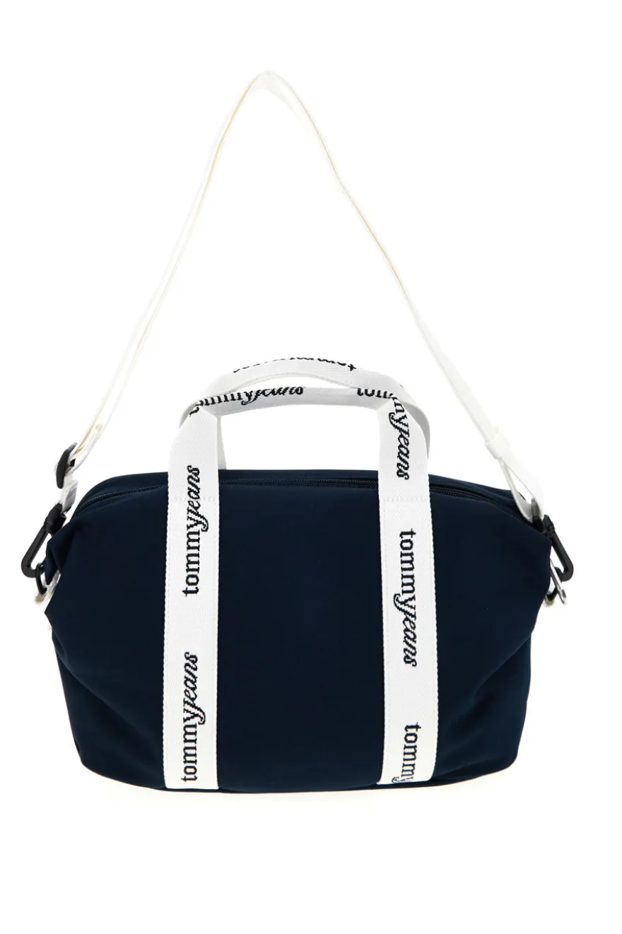 Borsa a Mano Blu in Tessuto con Bande Logo Tommy Jeans 18460