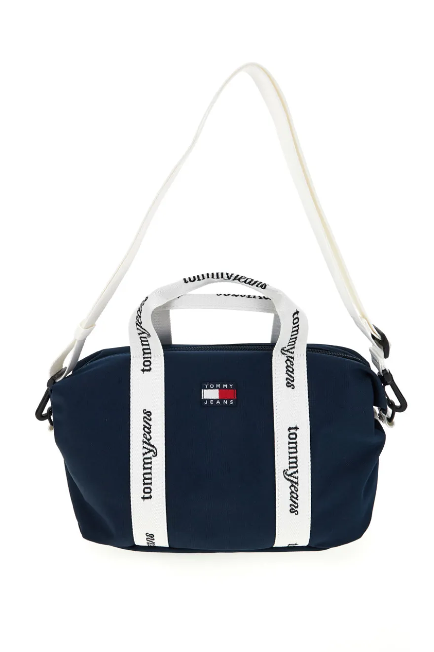 Borsa a Mano Blu in Tessuto con Bande Logo Tommy Jeans 18460