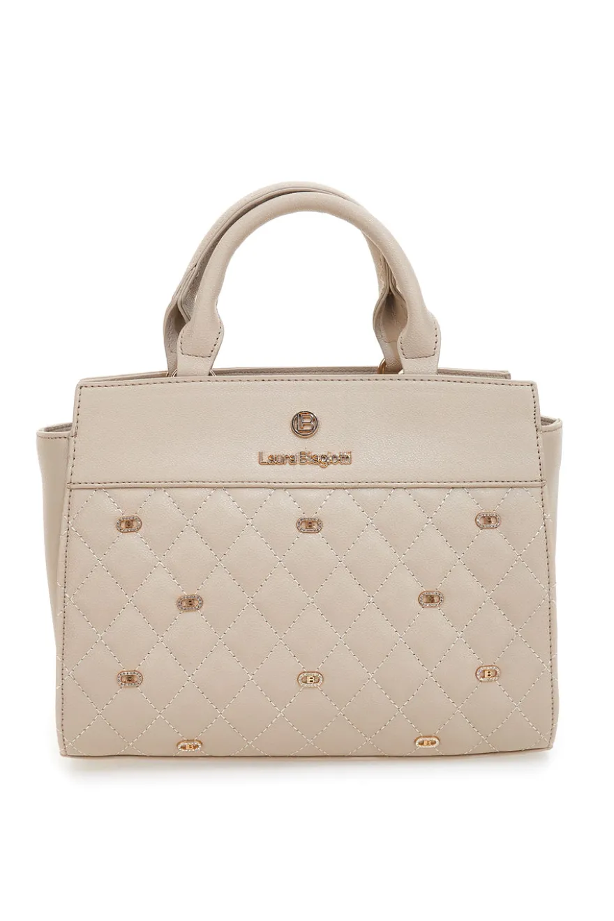 Borsa a Mano Effetto Matelassé Beige LAURA BIAGIOTTI RATCHET