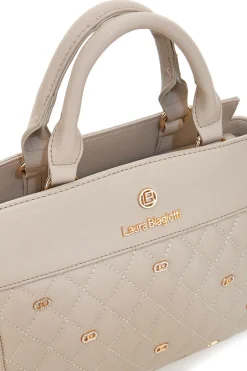 Borsa a Mano Effetto Matelassé Beige LAURA BIAGIOTTI RATCHET