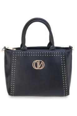 Borsa a mano nera con borchie e tracolla Guido Vietri K30,374,B016