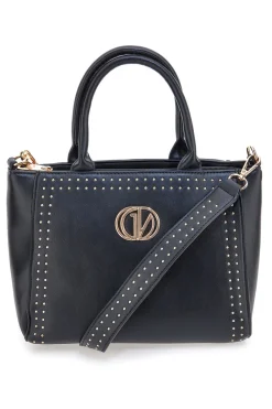 Borsa a mano nera con borchie e tracolla Guido Vietri K30,374,B016