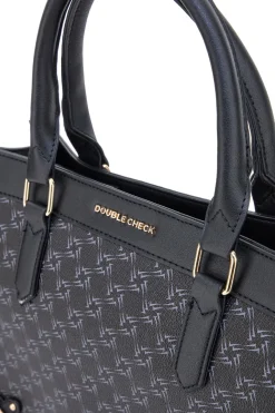 Borsa a Mano Nera Con Tracolla Rimovibile DOUBLE CHECK 18239-2