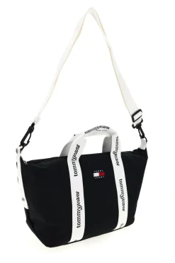 Borsa a Mano Nera in Tessuto con Bande Logo Tommy Jeans 18460