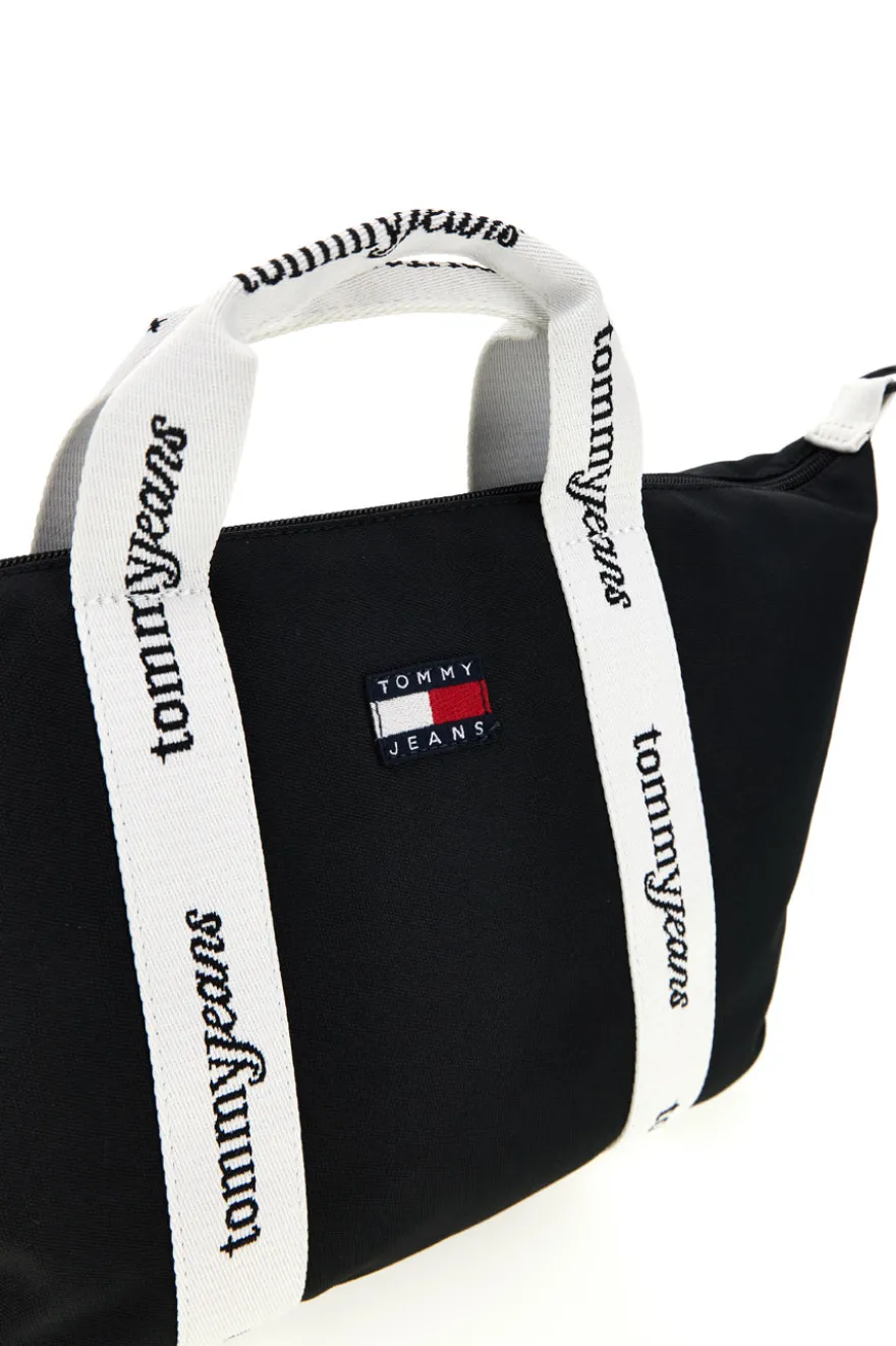 Borsa a Mano Nera in Tessuto con Bande Logo Tommy Jeans 18460