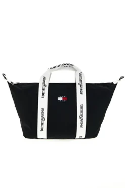 Borsa a Mano Nera in Tessuto con Bande Logo Tommy Jeans 18460