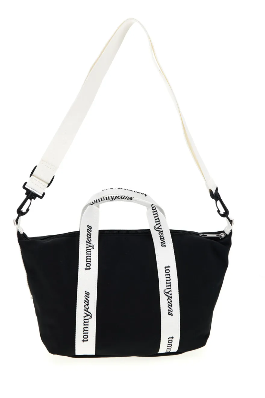 Borsa a Mano Nera in Tessuto con Bande Logo Tommy Jeans 18460