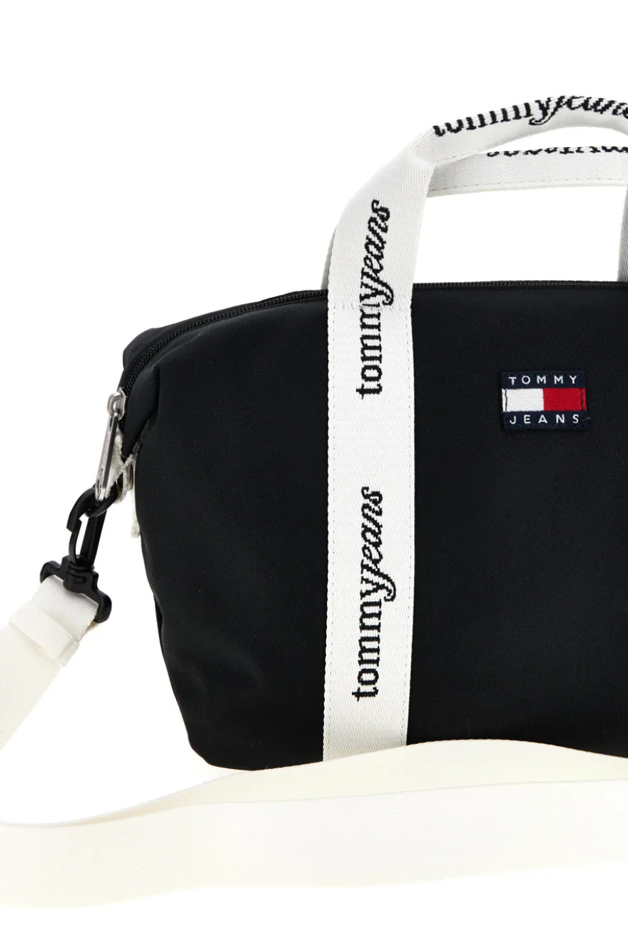 Borsa a Mano Nera in Tessuto con Bande Logo Tommy Jeans 18460