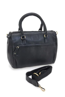 Borsa a mano nera in vera pelle artigianale con tracolla Basile BA3674DX