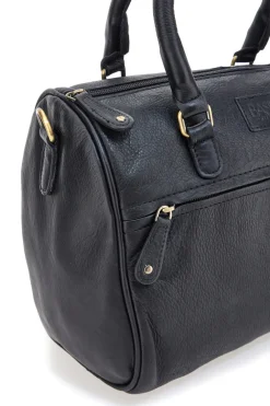 Borsa a mano nera in vera pelle artigianale con tracolla Basile BA3674DX