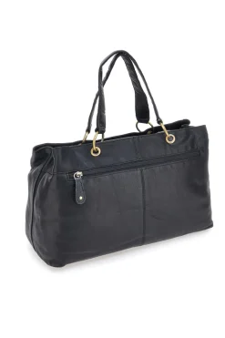 Borsa a mano nera in vera pelle con zip posteriore Basile BA3672DX
