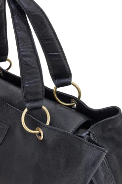 Borsa a mano nera in vera pelle con zip posteriore Basile BA3672DX