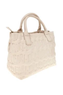Borsa a mano panna con logo in rilievo Naj-oleari 61193/SOFY2