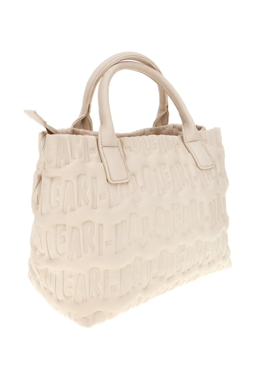 Borsa a mano panna con logo in rilievo Naj-oleari 61193/SOFY2