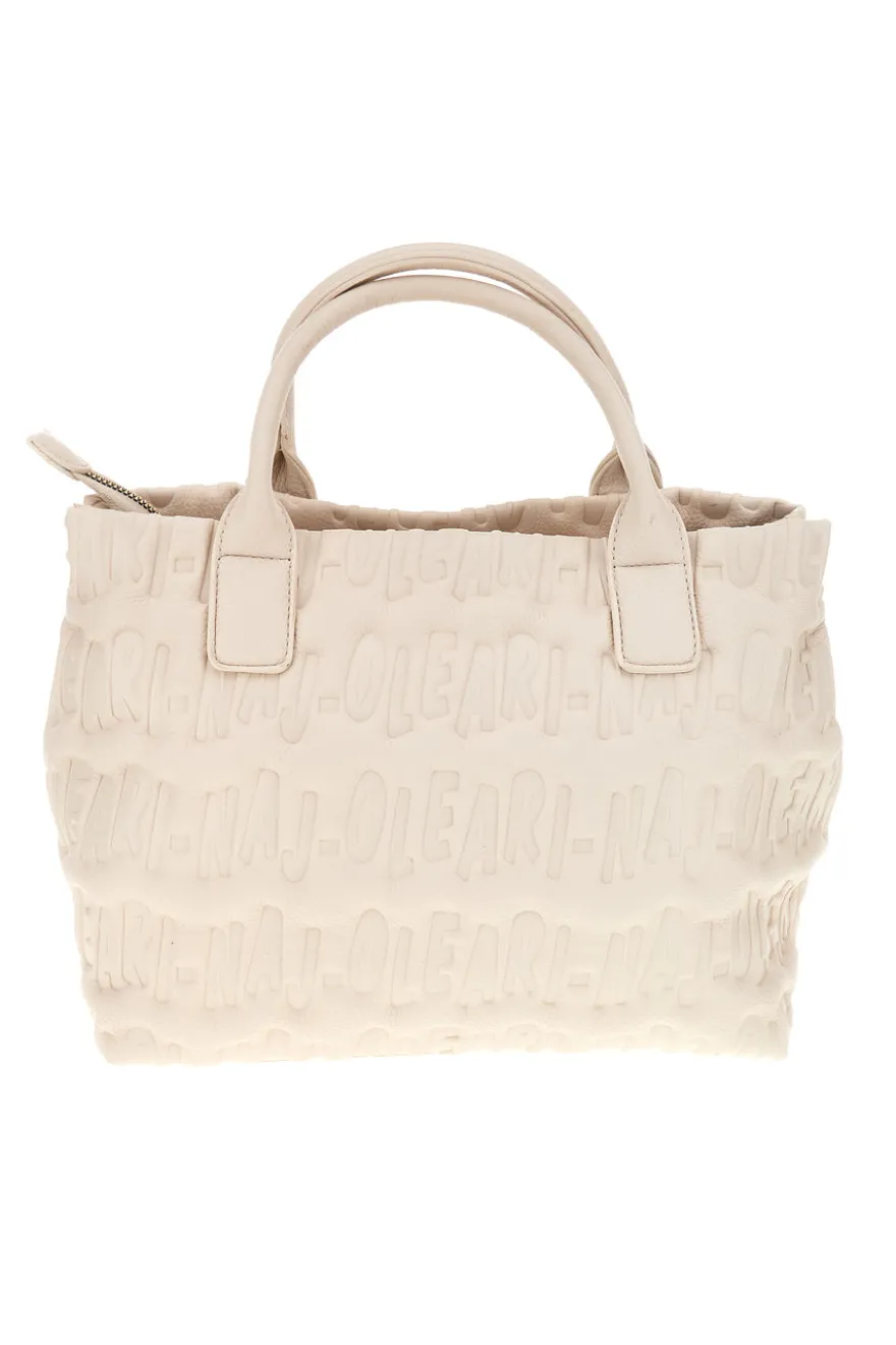 Borsa a mano panna con logo in rilievo Naj-oleari 61193/SOFY2