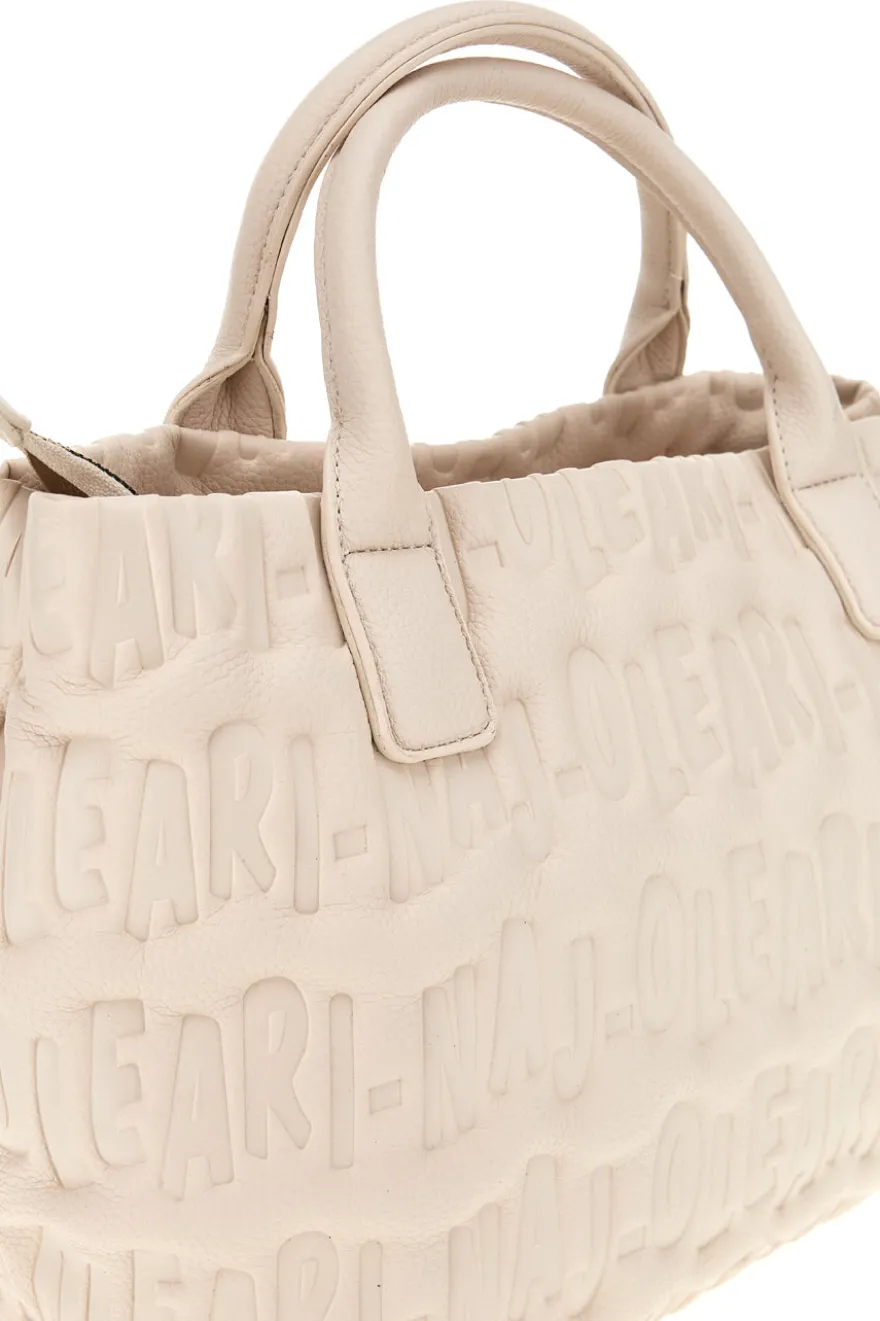 Borsa a mano panna con logo in rilievo Naj-oleari 61193/SOFY2