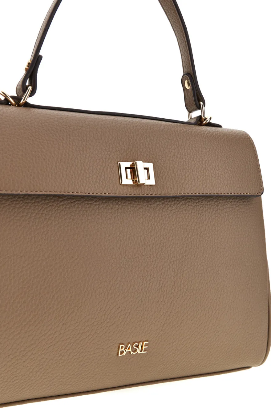 Borsa a mano tortora con tracolla removibile Basile BA1344DOLL