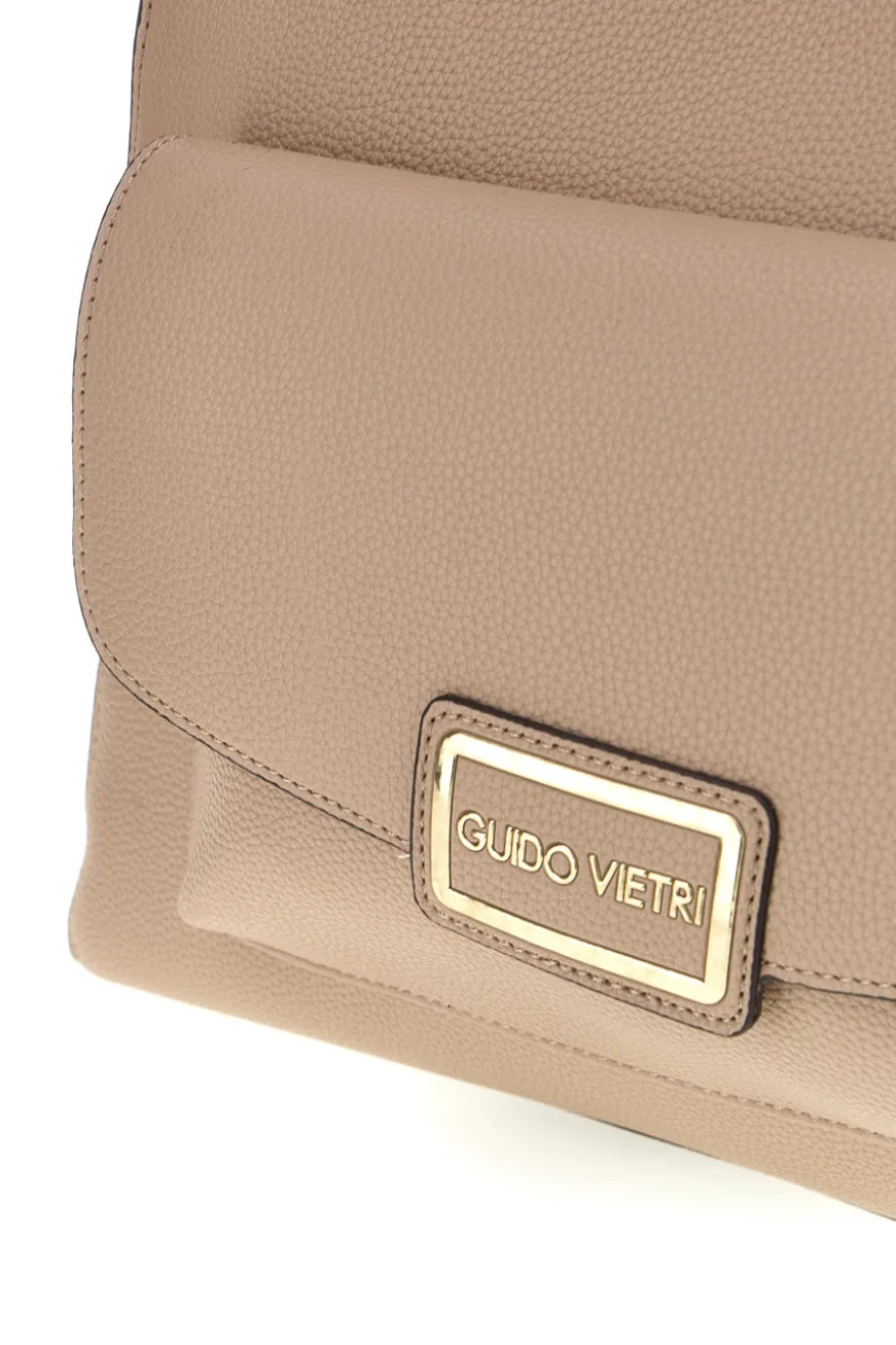 Borsa a spalla beige con tasca frontale e scomparti interni Guido Vietri TRIK30,370,B0AAA