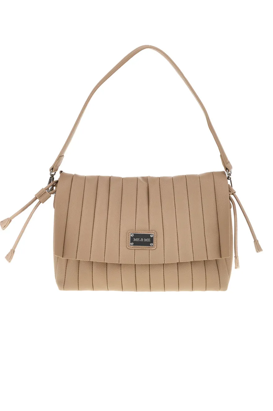 Borsa a spalla beige con pattina e pochette Me & Me E4728B