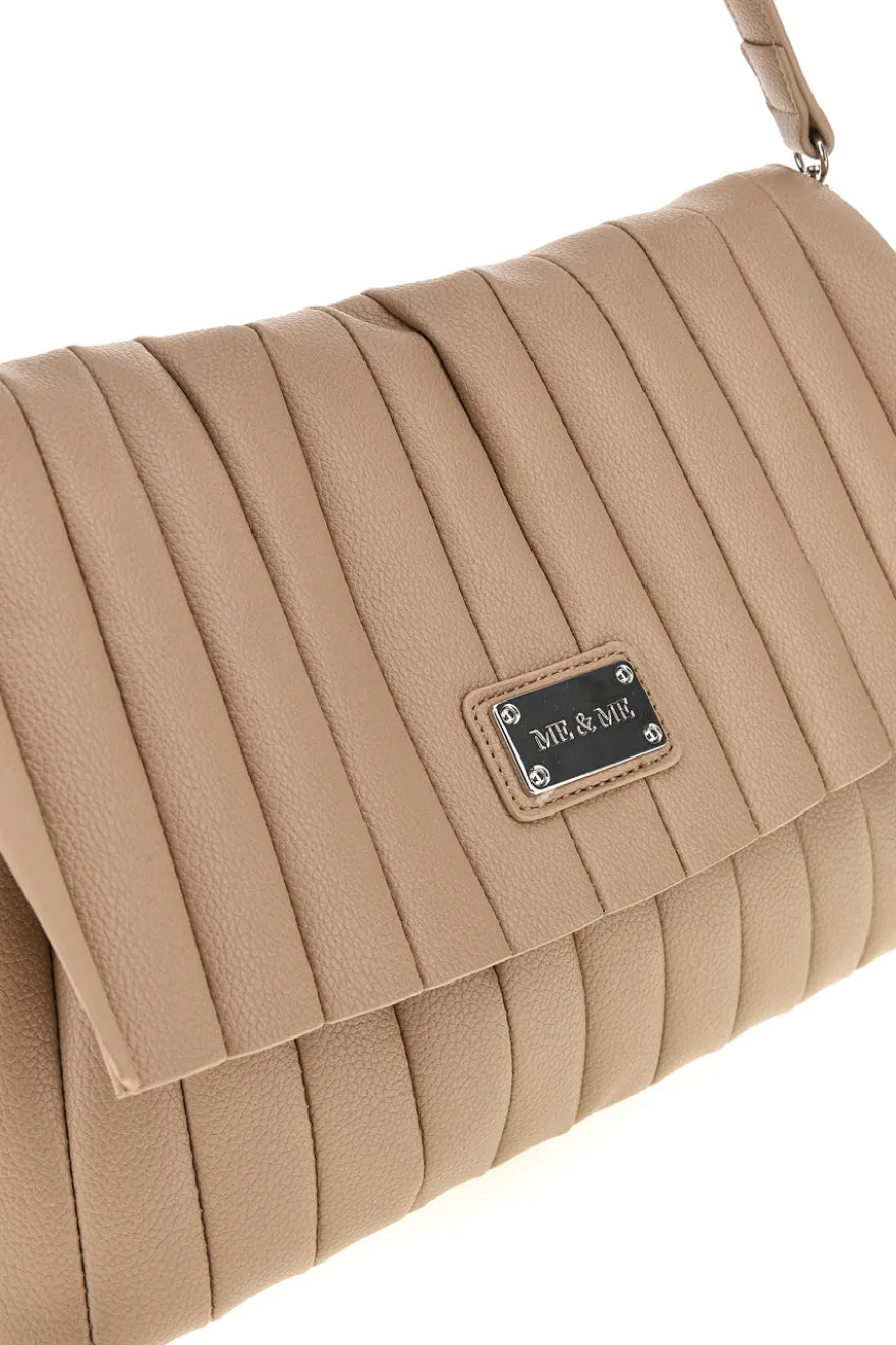 Borsa a spalla beige con pattina e pochette Me & Me E4728B