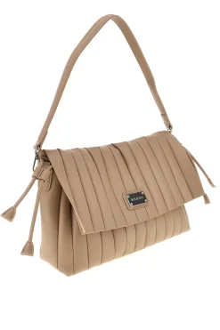 Borsa a spalla beige con pattina e pochette Me & Me E4728B