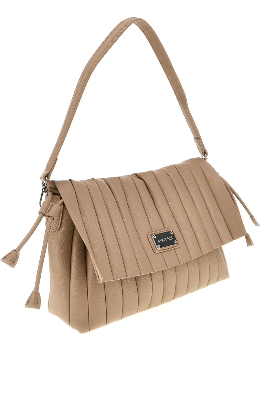 Borsa a spalla beige con pattina e pochette Me & Me E4728B