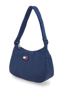 Borsa a spalla blu in tessuto con logo Tommy Jeans Shoulder Bag