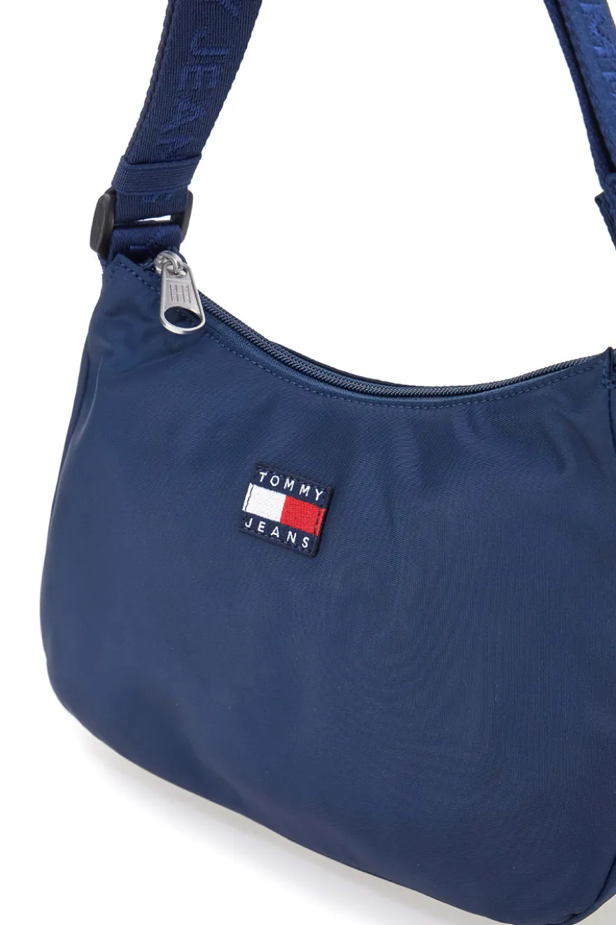 Borsa a spalla blu in tessuto con logo Tommy Jeans Shoulder Bag