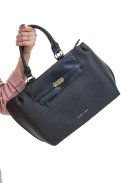 Borsa a Spalla Nera con dettagli Dorati e Manico Double Check 18248-2