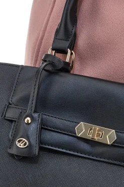 Borsa a Spalla Nera con dettagli Dorati e Manico Double Check 18248-2