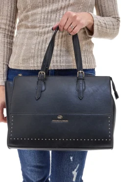 Borsa a spalla nera DOUBLE CHECK 18242-2