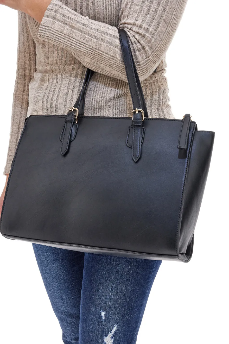 Borsa a spalla nera DOUBLE CHECK 18242-2