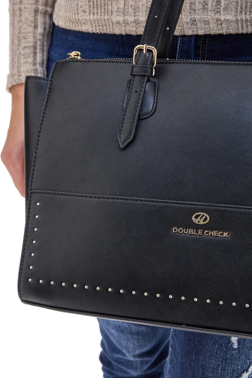 Borsa a spalla nera DOUBLE CHECK 18242-2
