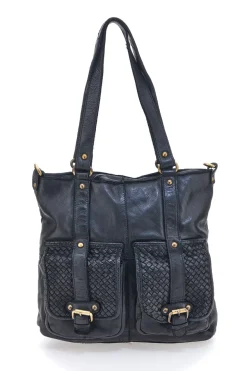 Borsa a Spalla Nera In Vera Pelle Route 66 61862/OLDR