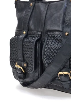 Borsa a Spalla Nera In Vera Pelle Route 66 61862/OLDR