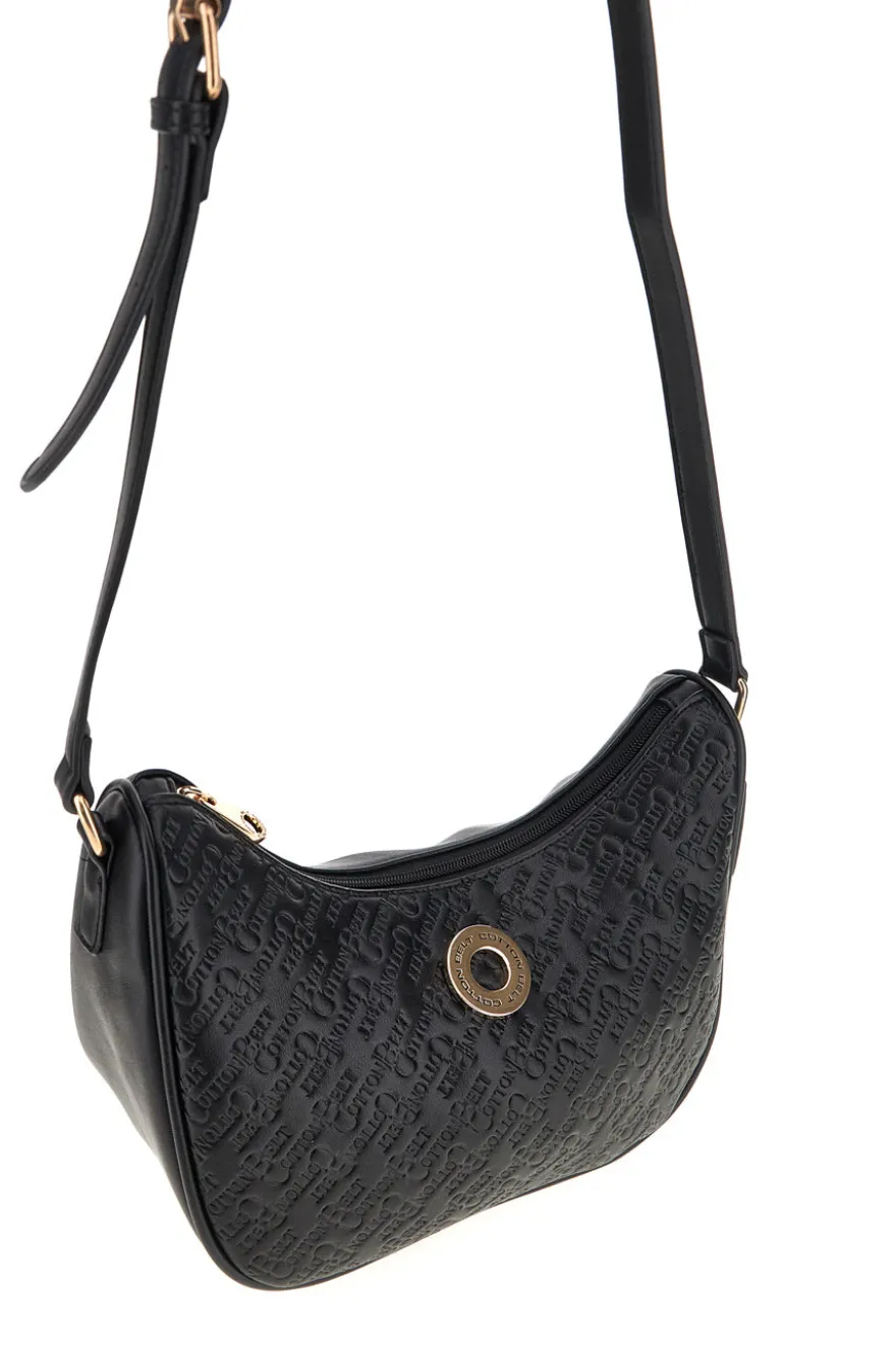 Borsa a spalla nero con tracolla regolabile Cotton belt 19,012,B015