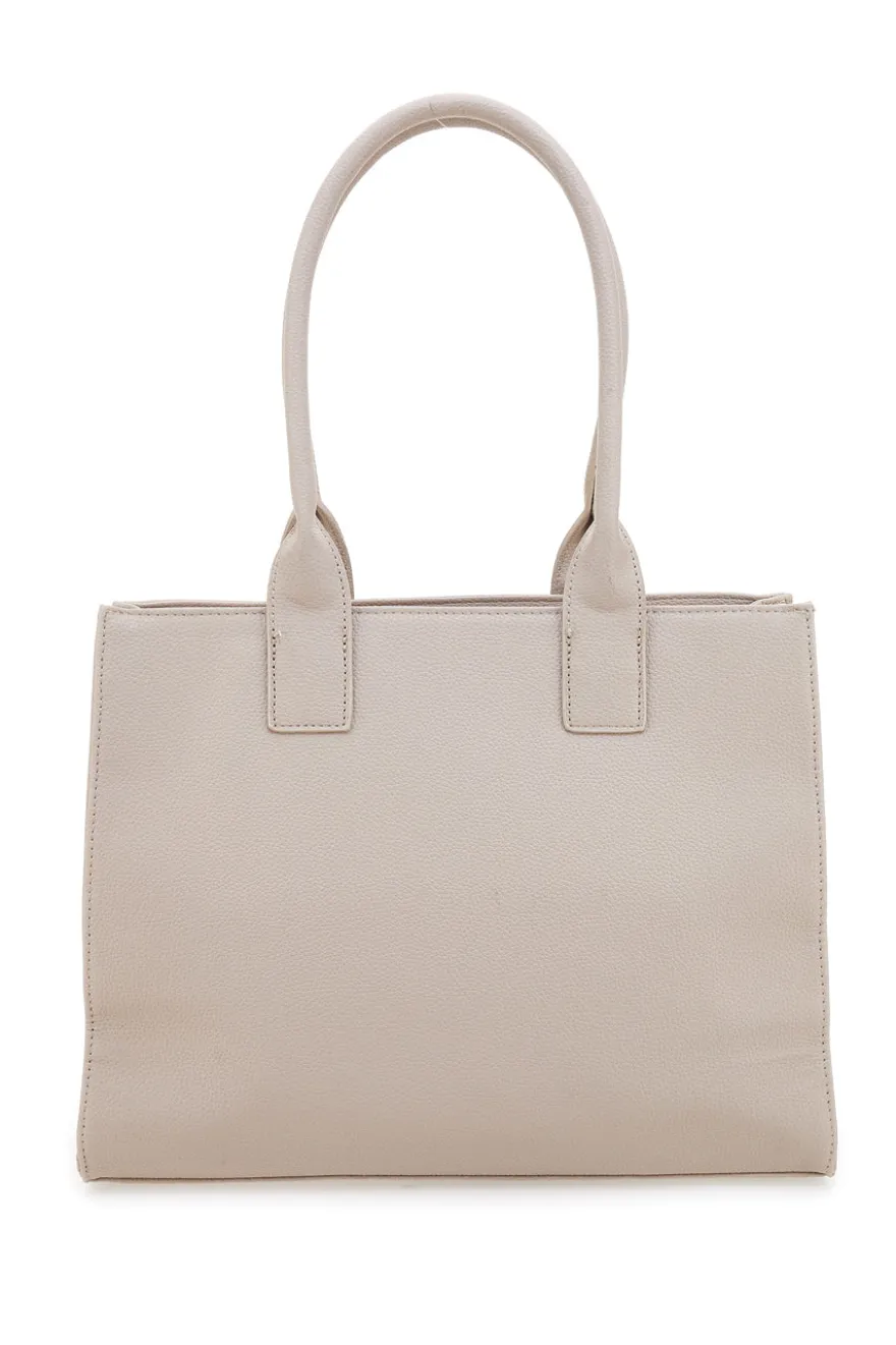Borsa a spalla traforata beige con manici Lancetti LL25S-253-1