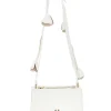 Borsa a Tracolla Bianca con Logo Dorato e Tracolla con Fiori Lancetti LL26S-106-2