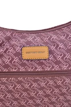 Borsa a tracolla bordeaux con stampa logata Cotton Belt K19,048,B012