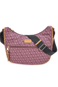 Borsa a tracolla bordeaux con stampa logata Cotton Belt K19,048,B012