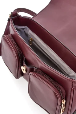 Borsa a tracolla bordeaux con tasche frontali Guido Vietri K30,365,B016