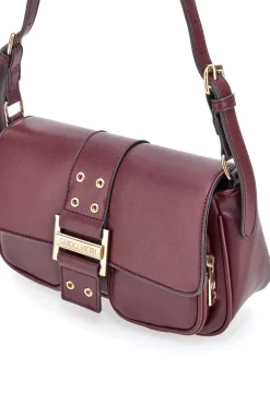 Borsa a tracolla bordeaux con tasche frontali Guido Vietri K30,365,B016