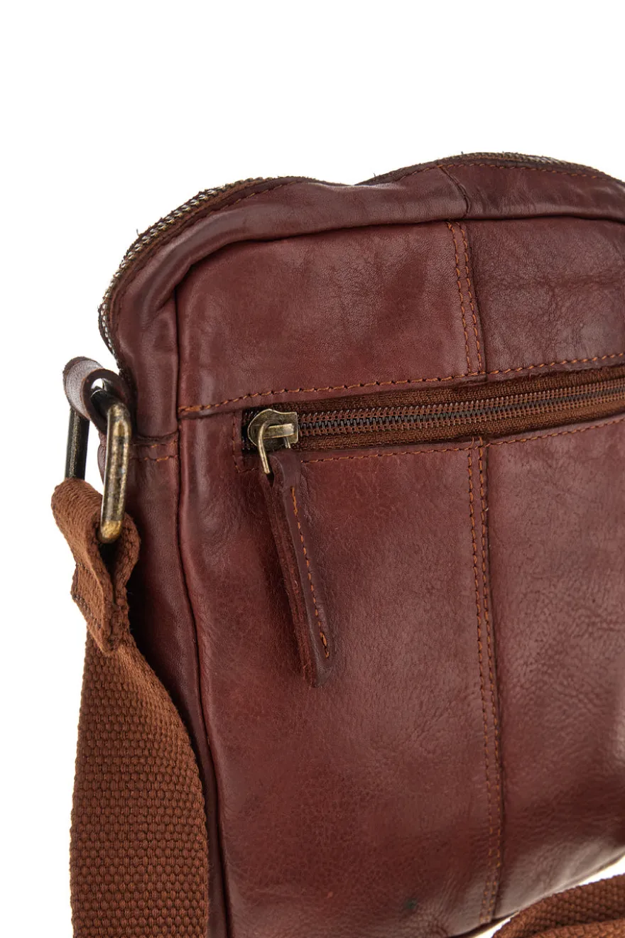 Borsa a tracolla cognac con tasche con zip Black shoot CLASS WYP002