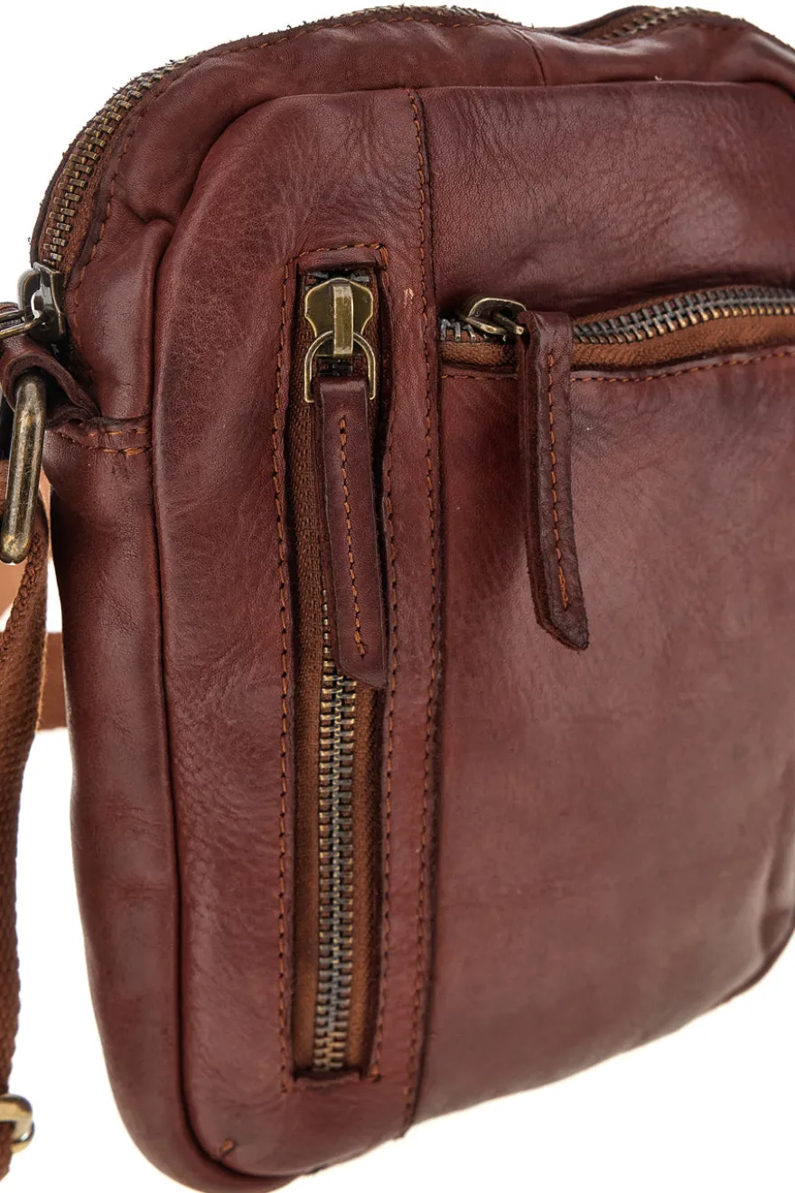 Borsa a tracolla cognac con tasche con zip Black shoot CLASS WYP002