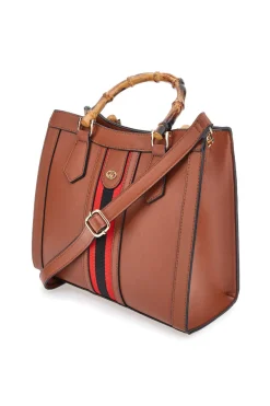 Borsa a Tracolla Cuoio con dettagli Dorati e Manico Rimovibile Double Check 18244-4